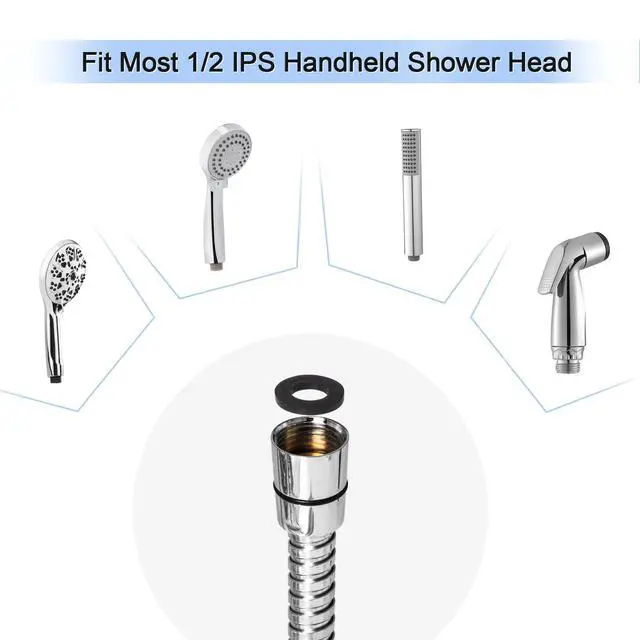 Alt view image 6 of 7 - Shower Hose, 79 Inches Extra Long Stainless Steel Handheld Shower Head Hose with Brass Insert and Nut, Flexible, Chrome