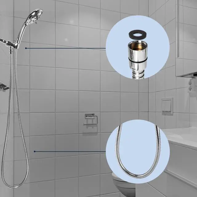 Alt view image 7 of 7 - Shower Hose, 79 Inches Extra Long Stainless Steel Handheld Shower Head Hose with Brass Insert and Nut, Flexible, Chrome