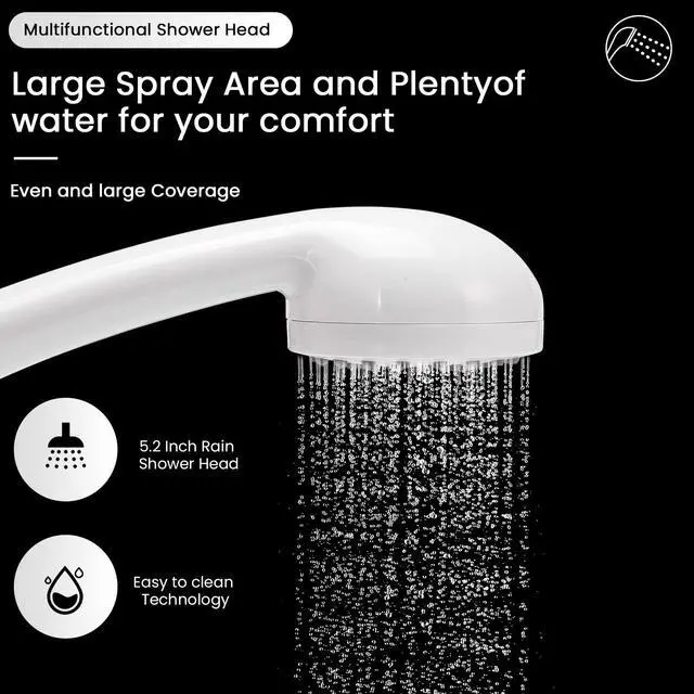 Alt view image 4 of 7 - Hand-held filtered shower head, simple pressurized shower head, large water output and fall resistance, suitable for home and outdoor (white)