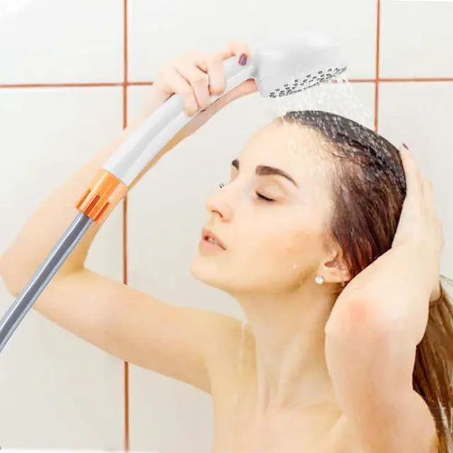 Alt view image 7 of 7 - Hand-held filtered shower head, simple pressurized shower head, large water output and fall resistance, suitable for home and outdoor (white)