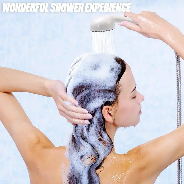 Alt view image 6 of 7 - Hand-held filtered shower head, simple pressurized shower head, large water output and fall resistance, suitable for home and outdoor (white)