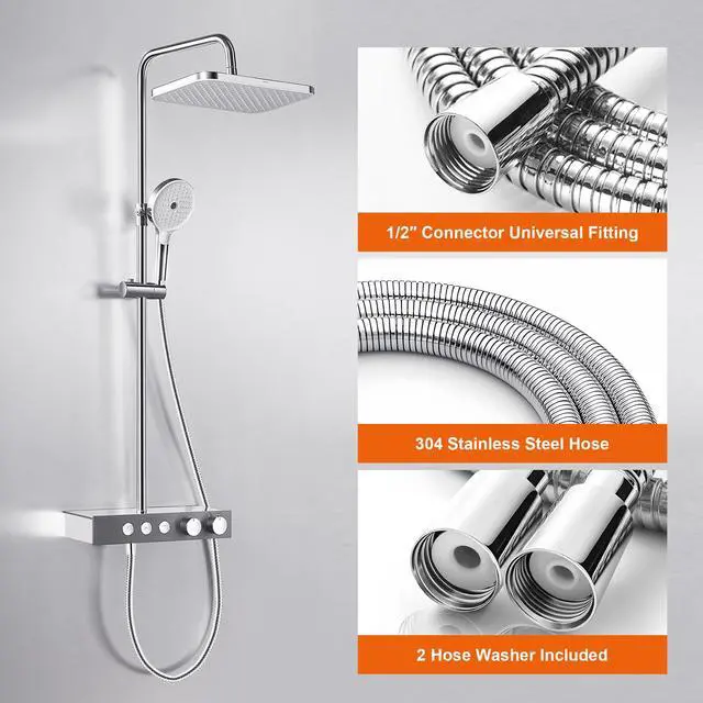 Alt view image 4 of 6 - 72 Inch Shower Hose for Handheld Shower Head, 304 Stainless Steel