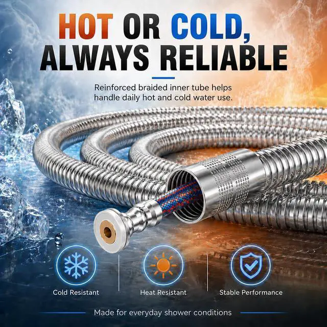 Alt view image 3 of 7 - 79-inch Stainless Steel Anti-Burst Replacement Shower Hose, Chrome