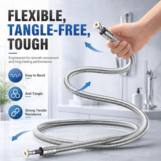 Alt view image 6 of 7 - 79-inch Stainless Steel Anti-Burst Replacement Shower Hose, Chrome