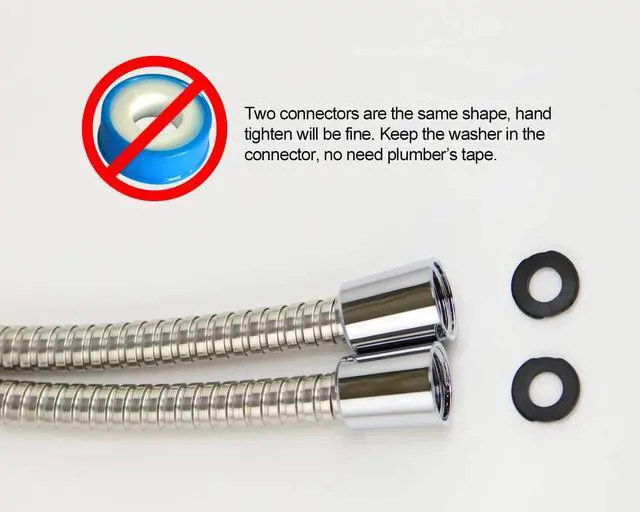 Alt view image 2 of 4 - 100 Inch Shower Hose, Universal Handheld Showerhead Hose Made of Stainless Steel, Polished Chrome Finish