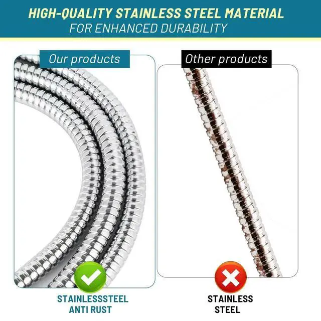Alt view image 4 of 7 - Shower Hose Extra Long 79 Inch, Stainless Steel Handheld Shower Head Hose Replacement with G1/2 Brass Connectors, Flexible Anti-Kink Shower Hose Extension for Bathroom, Pet Bathing & Cleaning