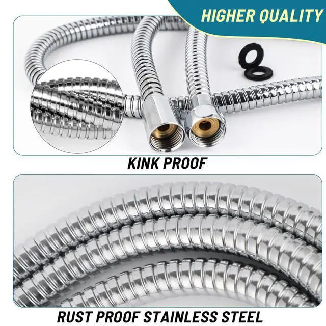 Alt view image 6 of 7 - Shower Hose Extra Long 79 Inch, Stainless Steel Handheld Shower Head Hose Replacement with G1/2 Brass Connectors, Flexible Anti-Kink Shower Hose Extension for Bathroom, Pet Bathing & Cleaning