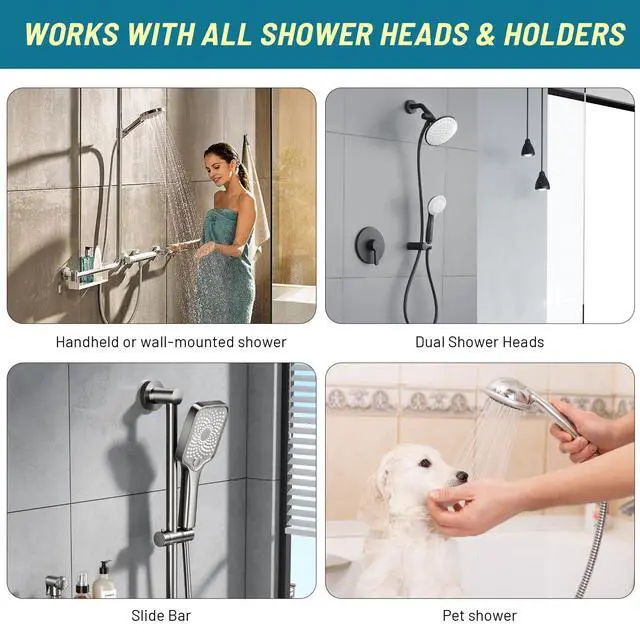 Alt view image 7 of 7 - Shower Hose Extra Long 79 Inch, Stainless Steel Handheld Shower Head Hose Replacement with G1/2 Brass Connectors, Flexible Anti-Kink Shower Hose Extension for Bathroom, Pet Bathing & Cleaning