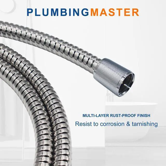 Alt view image 3 of 7 - Shower Hose 60 Inches Stainless Steel Handheld Shower Head Hose Replacement with Brass Nut Long Fexible Shower Hose Extension