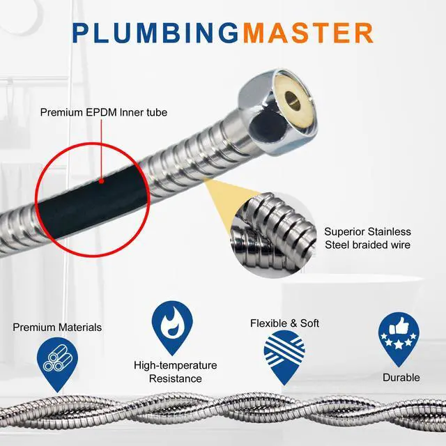 Alt view image 5 of 7 - Shower Hose 60 Inches Stainless Steel Handheld Shower Head Hose Replacement with Brass Nut Long Fexible Shower Hose Extension