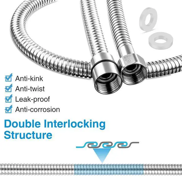 Alt view image 5 of 7 - 1 Pack 39 Inch Shower Hose with Shower Extension Connector