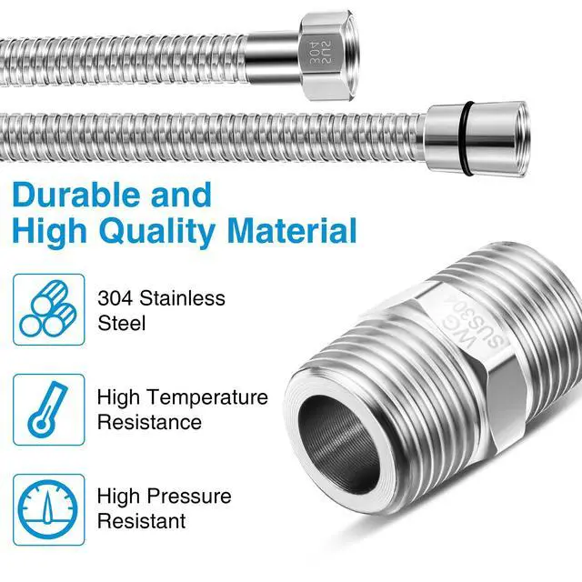 Alt view image 6 of 7 - 1 Pack 39 Inch Shower Hose with Shower Extension Connector