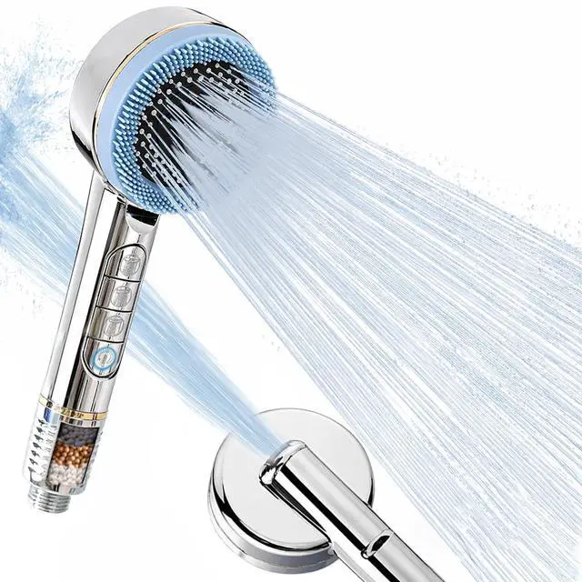 Main image of High Pressure Shower Head with Handheld with 4 Detachable Spray Modes and ON/OFF Pause Switch Detachable Filtered Showerhead ABS Rust-Resistant Material Chrome Polish