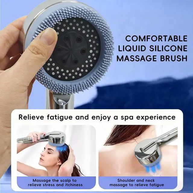 Alt view image 3 of 7 - High Pressure Shower Head with Handheld with 4 Detachable Spray Modes and ON/OFF Pause Switch Detachable Filtered Showerhead ABS Rust-Resistant Material Chrome Polish