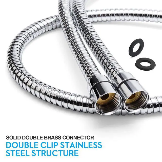 Alt view image 2 of 7 - Shower Hose, 79 Inches Extra Long Stainless Steel Handheld Shower Head Hose with Brass Insert and Nut - Durable and Flexible(Chrome)