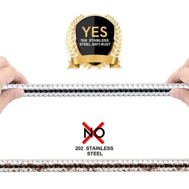 Alt view image 5 of 7 - Shower Hose, 79 Inches Extra Long Stainless Steel Handheld Shower Head Hose with Brass Insert and Nut - Durable and Flexible(Chrome)