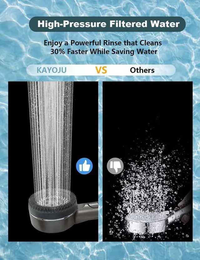 Alt view image 2 of 7 - High Pressure Shower Head, One-Hand Control 4-Mode Handheld Showerhead with Filter for Hard Water, Built-in Power Wash for Pet/Bath Clean, with Hose & Bracket (Gray)