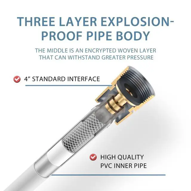 Alt view image 2 of 6 - 59 Inches Silver PVC Shower Head Hose Replacement For Cleaning