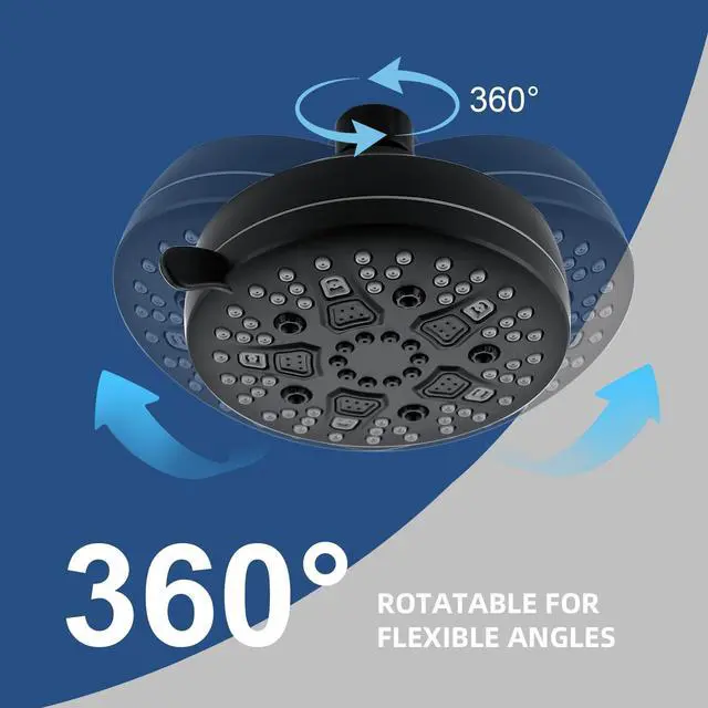 Alt view image 3 of 7 - High Pressure Shower Head, 7-Spray Mode Adjustable Showerhead with 4-Inch Round Head, High Flow Handheld Shower for Low Water Pressure, Easy Install & Clean Round Black