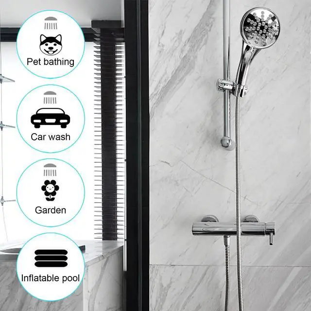 Alt view image 7 of 7 - 118" Shower Hose, Extra Long 304 Stainless Steel Handheld Shower Head Hose Extension/Replacement, Flexible & Durable, G1/2 Universal Insert & Nut