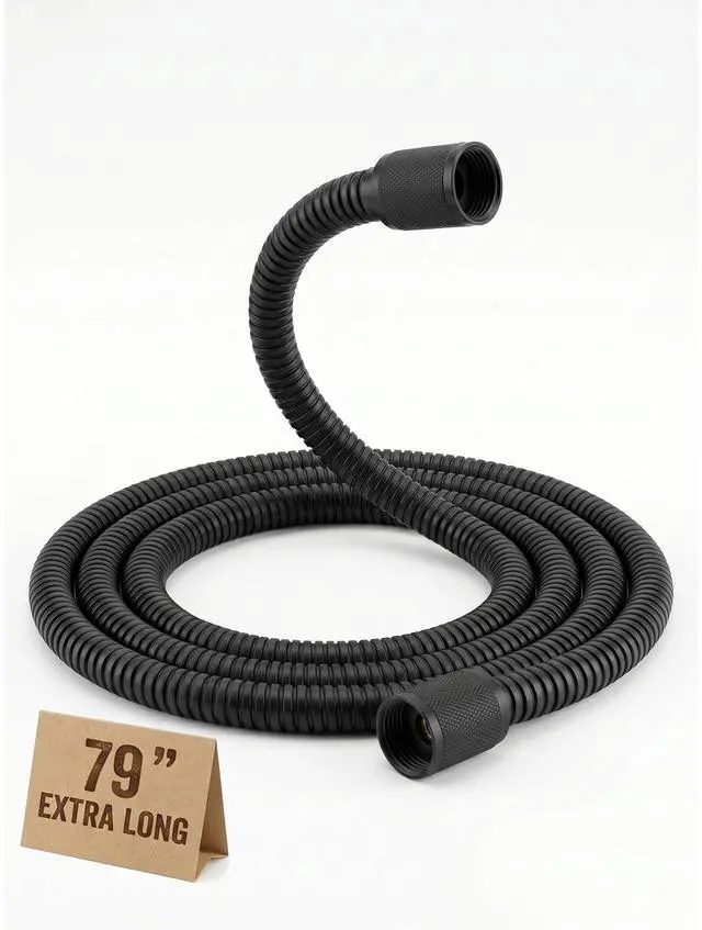 Main image of Universal 59-Inch Shower Head Hose - Durable Stainless Steel, Leak-Proof Brass Connectors, Easy Install Replacement for Handheld Shower Heads ( SHH-001 Matte Black)
