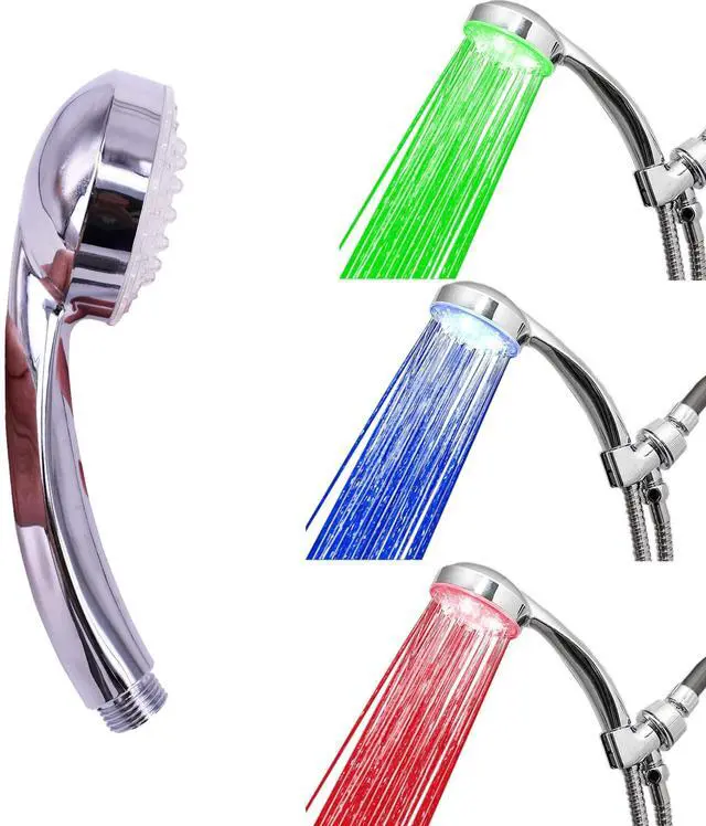 Main image of 3-Color Temperature Sensitive Gradient LED Shower Head Showerheads Light Water Stream Color Changing Shower Head For Kitchen and Bathroom Baby Safty