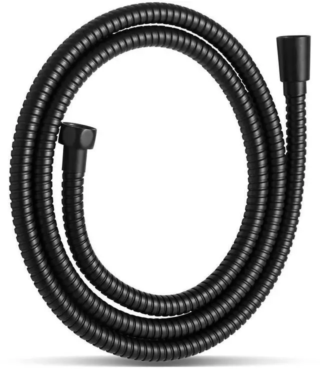 Main image of Shower Hose, Kink Free Stainless Steel Shower Hose Attachment Electroplating Handheld Shower Head Hose Flex Hoses Extension with Brass Insert & Nut for Pet Bathing Cleaning 60 in, Matte Black