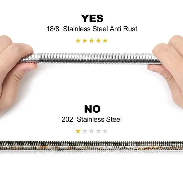 Alt view image 6 of 7 - Shower Hose Extra Long 118 Inches Brushed Chrome Handheld Shower Head Hose with Brass Insert and Nut - Lightweight and Flexible