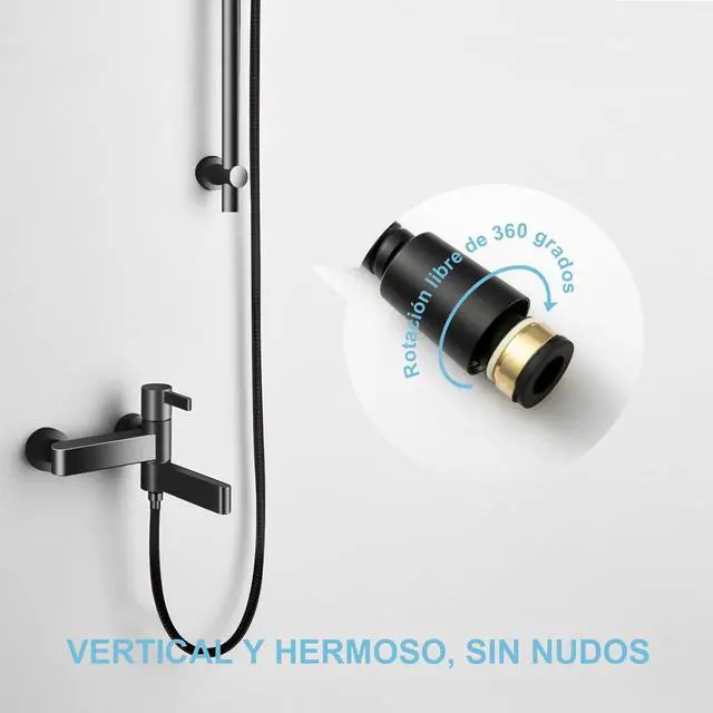 Alt view image 3 of 7 - Shower Hose, Kink Free Stainless Steel Shower Hose Attachment Electroplating Handheld Shower Head Hose Flex Hoses Extension with Brass Insert & Nut for Pet Bathing Cleaning 60 in, Matte Black