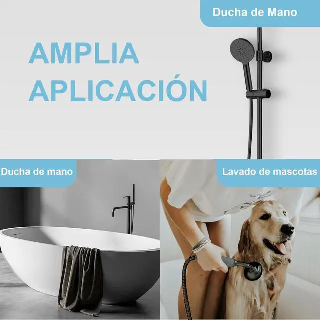 Alt view image 6 of 7 - Shower Hose, Kink Free Stainless Steel Shower Hose Attachment Electroplating Handheld Shower Head Hose Flex Hoses Extension with Brass Insert & Nut for Pet Bathing Cleaning 60 in, Matte Black