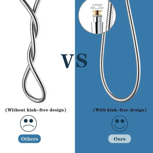 Alt view image 5 of 7 - Shower Hose For Hand Held Shower Heads, 59 Inches Cord Stainless Steel Hand Shower Hose, Ultra-Flexible Replacement Part with Brass Insert, Chrome