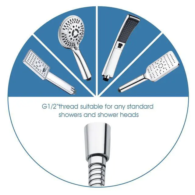 Alt view image 7 of 7 - Shower Hose For Hand Held Shower Heads, 59 Inches Cord Stainless Steel Hand Shower Hose, Ultra-Flexible Replacement Part with Brass Insert, Chrome