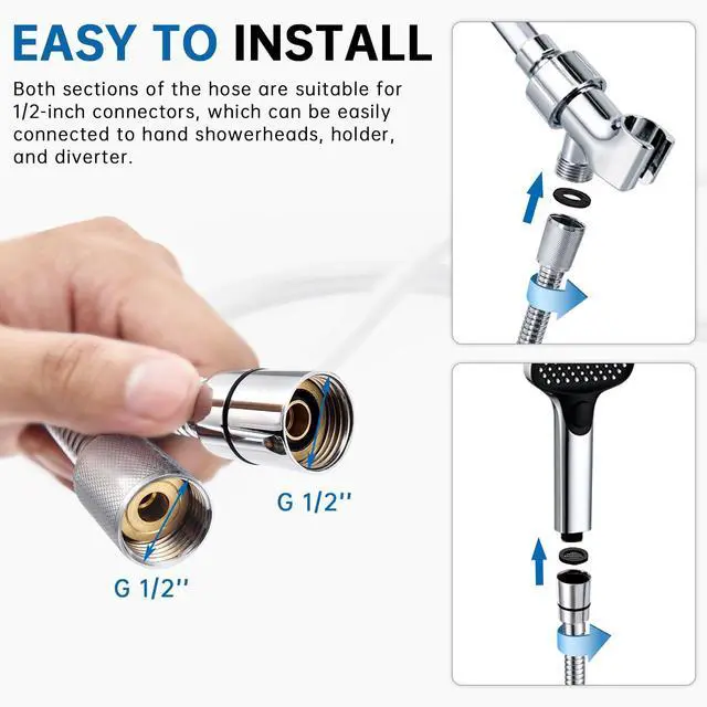 Alt view image 6 of 7 - 70 Inch Stainless Steel Long Shower Hose Replacement