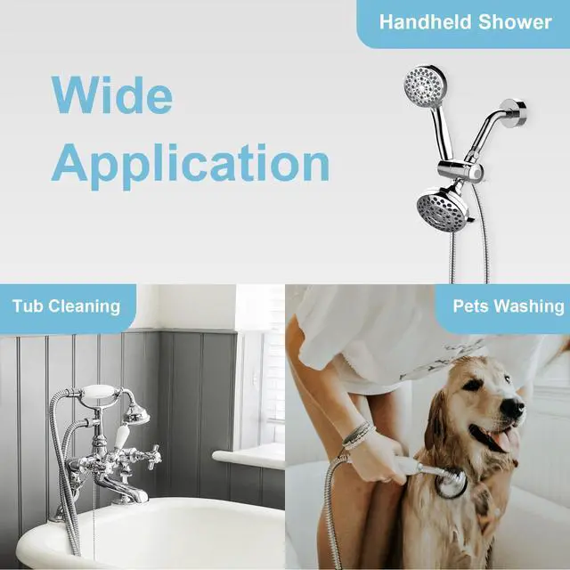 Alt view image 7 of 7 - Shower Hose High Flow 0.43 Large Bore, Kink Free Stainless Steel Shower Head Hose Replacement Universal G1/2, Leak-proof Extra Long Flex Handheld for Pet Bathing Cleaning, 60 in Chrome