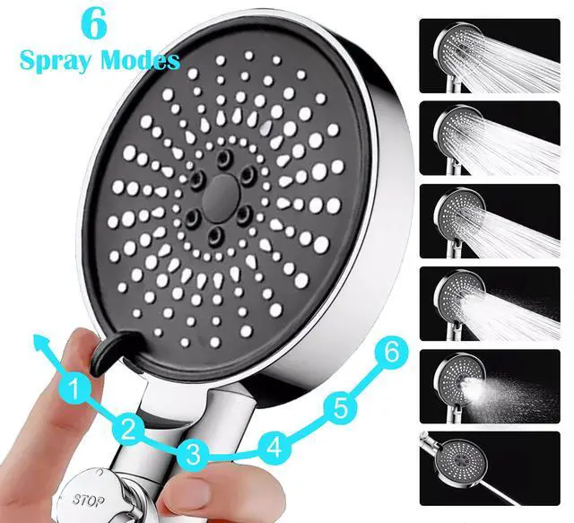 Alt view image 2 of 7 - Shower Head with Handheld, Handheld Shower Head with On/Off Switch