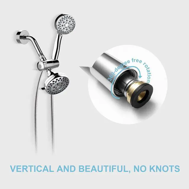 Alt view image 2 of 7 - Shower Hose, 120 in Kink Free Stainless Steel Shower Hose Attachment Electroplating Handheld Shower Head Hose Flex Hoses Extension with Brass Insert & Nut for Pet Bathing Cleaning, Chrome