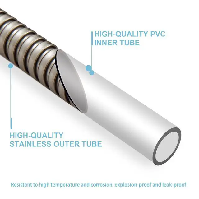 Alt view image 5 of 7 - Shower Hose, Brushed Nickel Kink Free Stainless Steel Shower Hose Attachment Electroplating Handheld Shower Head Hose Flex Hoses Extension with Brass Insert & Nut for Pet Bathing Cleaning 60 in