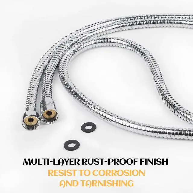 Alt view image 2 of 7 - 96-Inch Extra Long Stainless Steel Shower Hose Flexible, Anti-Kink Handheld Shower Head Hose with Brass Fittings, Leak-Proof, Corrosion-Resistant, Easy to Install Universal Replacement