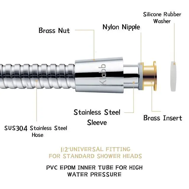 Alt view image 3 of 7 - 96-Inch Extra Long Stainless Steel Shower Hose Flexible, Anti-Kink Handheld Shower Head Hose with Brass Fittings, Leak-Proof, Corrosion-Resistant, Easy to Install Universal Replacement