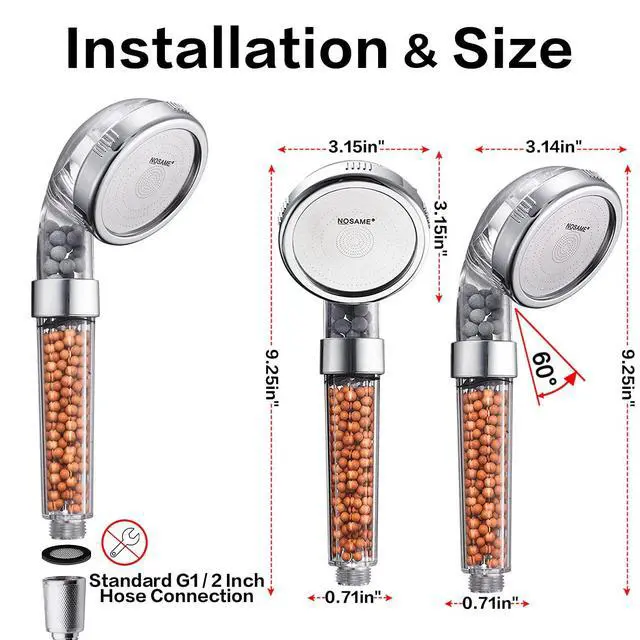 Alt view image 5 of 7 - Shower Head, Filter Filtration High Pressure Water Saving 3 Mode Function Spray Handheld Showerheads for Dry Skin & Hair