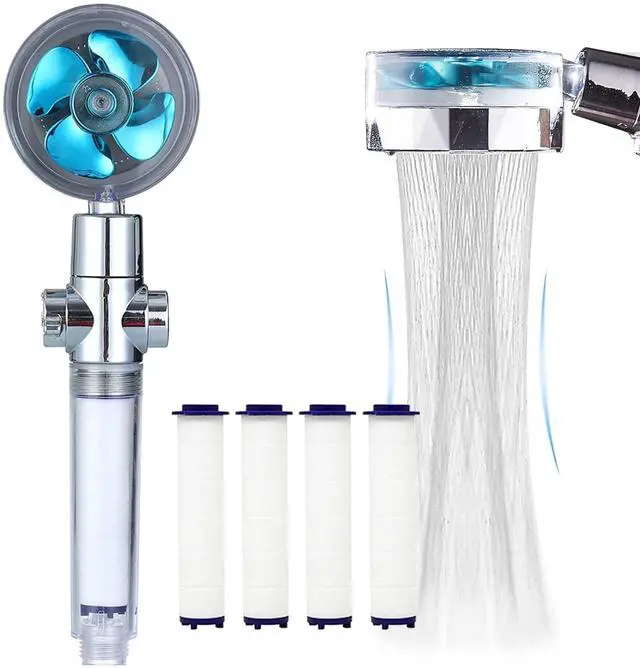 Main image of ANTOWER High Pressure Handheld Showerhead with filters Vortex hydro jet Turbo Propeller 360 Degrees Rotating Easy Install(I-Blue)