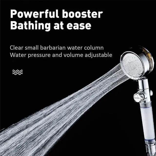 Alt view image 4 of 6 - High Pressure Water Saving Handheld Propeller Shower head with filters Vortex shower head pause switch hydro jet shower head Easy Install Turbo Shower Head 360 Degrees Rotating
