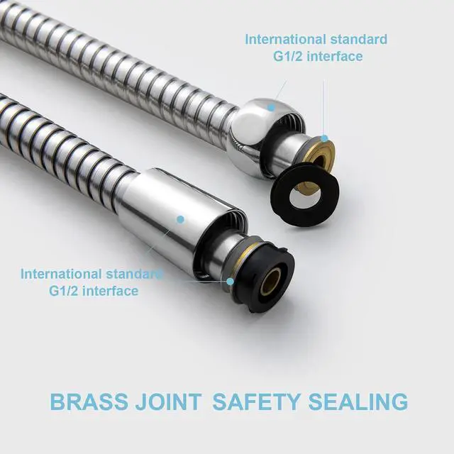 Alt view image 3 of 7 - Shower Hose, 198 in Kink Free Stainless Steel Shower Hose Attachment Electroplating Handheld Shower Head Hose Flex Hoses Extension with Brass Insert & Nut for Pet Bathing Cleaning, Nickel Gray