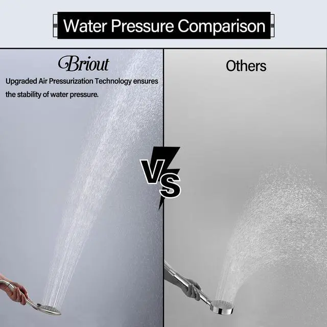 Alt view image 5 of 7 - Shower Head with Handheld, 5-Settings Showerhead High Pressure Powerful Water Spray Shower Head Set with 59 Inch Stainless Steel Hose and Bracket, Brushed Nickel