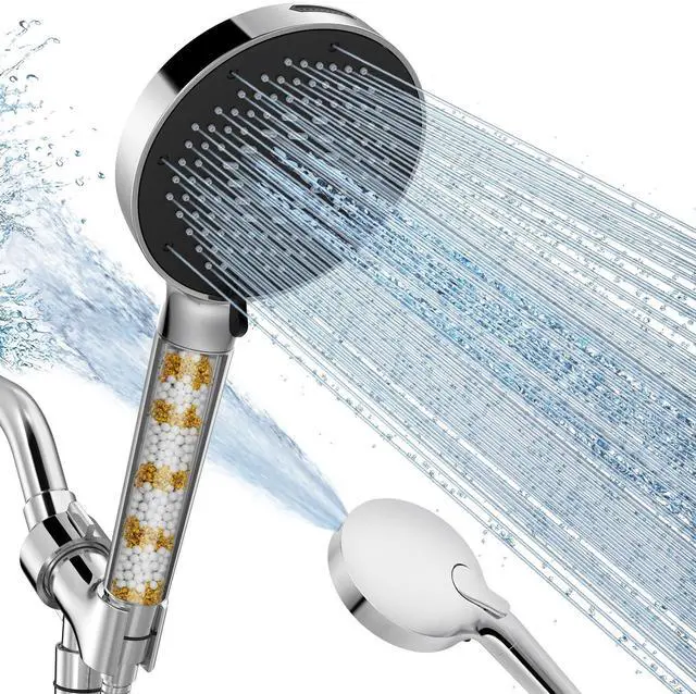 Main image of NSF Certified Filtered Shower Head with Handheld for Hard Water to Remove Chlorine High Pressure 9-Spray Setting (with Power Wash) Anti-Clog Nozzles (1 Filter, Chrome Silver)
