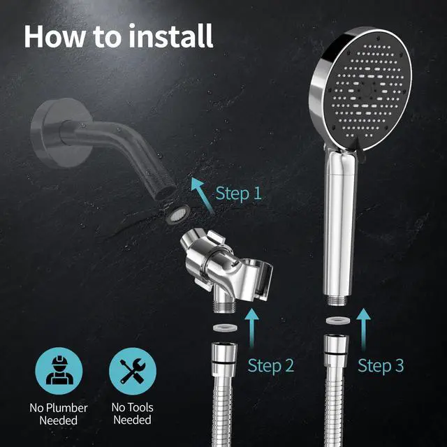 Alt view image 6 of 7 - NSF Certified Filtered Shower Head with Handheld for Hard Water to Remove Chlorine High Pressure 9-Spray Setting (with Power Wash) Anti-Clog Nozzles (1 Filter, Chrome Silver)