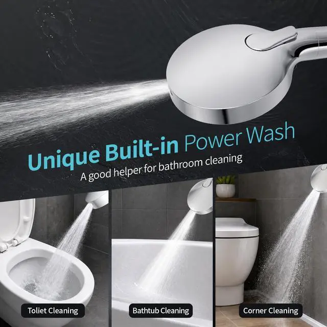 Alt view image 7 of 7 - NSF Certified Filtered Shower Head with Handheld for Hard Water to Remove Chlorine High Pressure 9-Spray Setting (with Power Wash) Anti-Clog Nozzles (1 Filter, Chrome Silver)