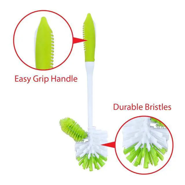 Alt view image 2 of 6 - Toilet Bowl Cleaner Brush with Holder | Heavy Duty Cleaning Wand with Under The Rim Scrubber, Non-Slip Handle, Storage Caddy | Bathroom Supplies, Yellow, Green
