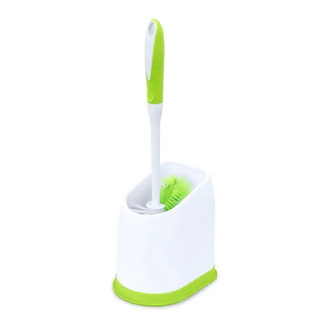 Alt view image 5 of 6 - Toilet Bowl Cleaner Brush with Holder | Heavy Duty Cleaning Wand with Under The Rim Scrubber, Non-Slip Handle, Storage Caddy | Bathroom Supplies, Yellow, Green