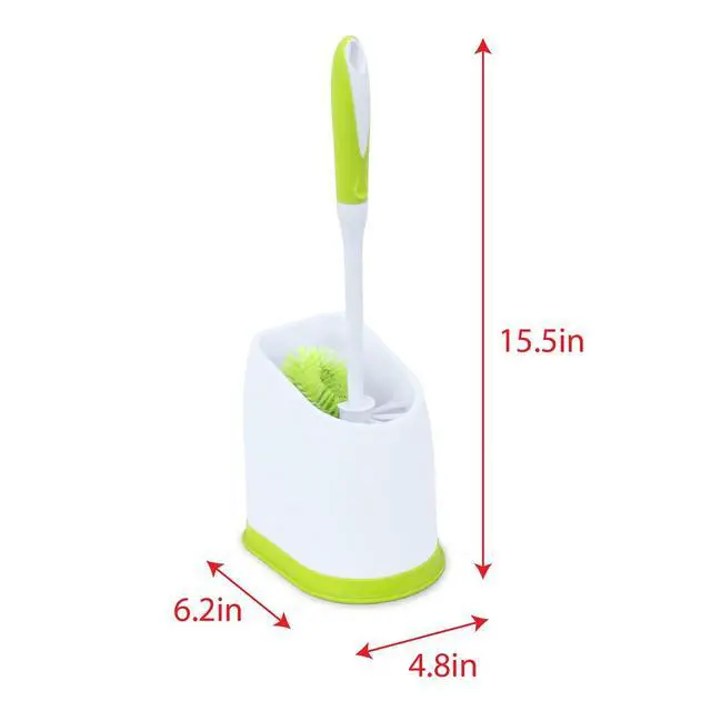Alt view image 4 of 6 - Toilet Bowl Cleaner Brush with Holder | Heavy Duty Cleaning Wand with Under The Rim Scrubber, Non-Slip Handle, Storage Caddy | Bathroom Supplies, Yellow, Green